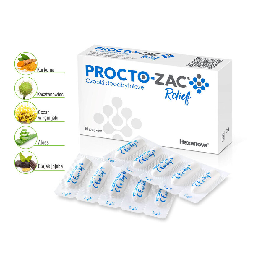 Procto-Zac Relief, suppositoires rectaux, 10 pièces