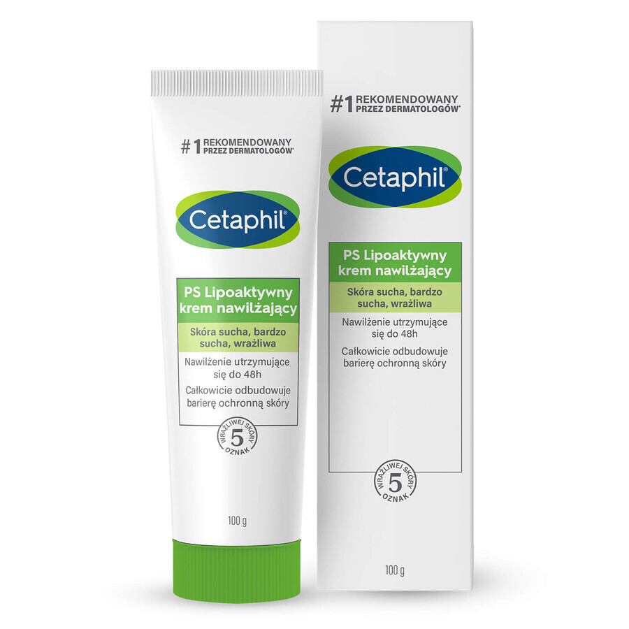 Cetaphil PS, crème hydratante lipoactive, peaux sèches, très sèches et sensibles, 100 g