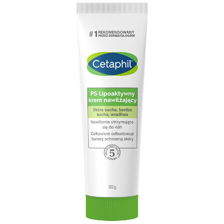 Cetaphil PS, crème hydratante lipoactive, peaux sèches, très sèches et sensibles, 100 g