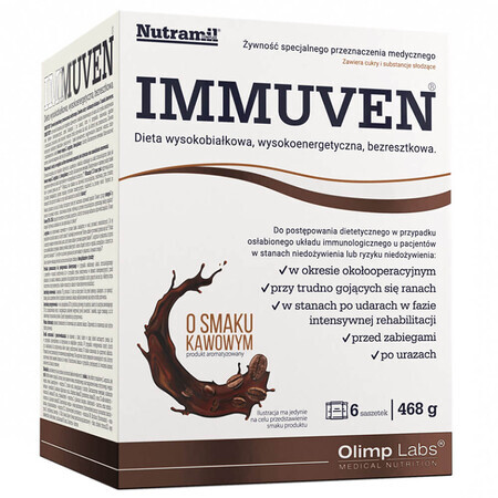 Olimp Immuven, préparation nutritionnelle, goût café, 6 sachets