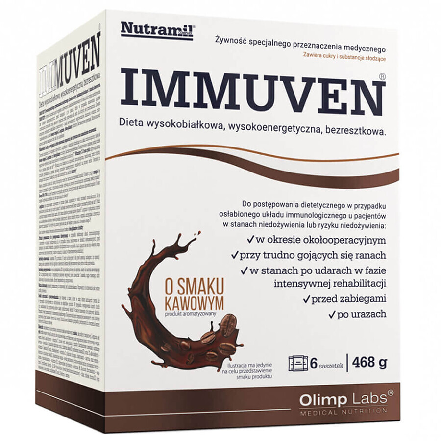 Olimp Immuven, préparation nutritionnelle, goût café, 6 sachets