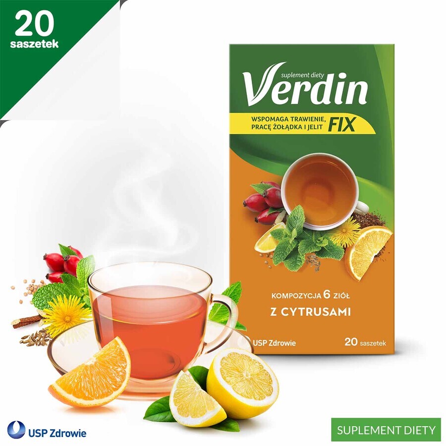 Verdin Fix aux agrumes, 20 sachets