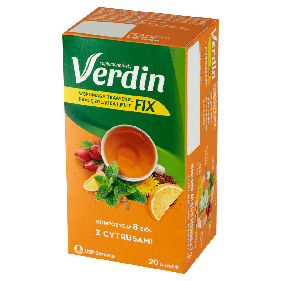 Verdin Fix aux agrumes, 20 sachets