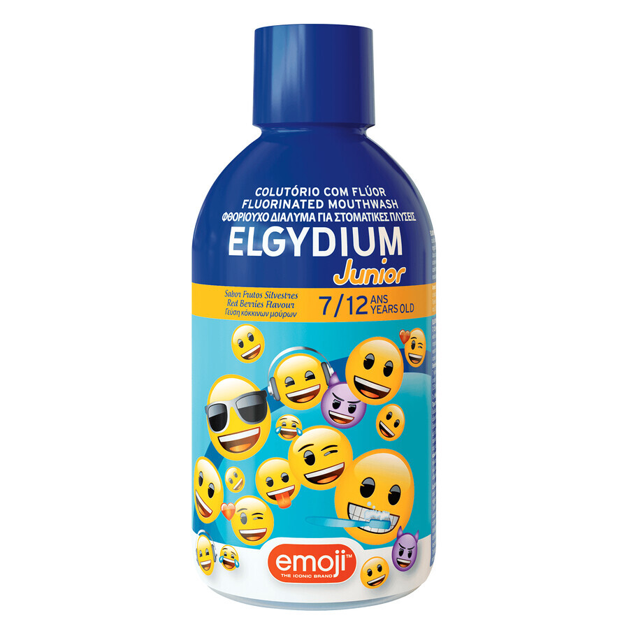 Elgydium Junior Emoji, bain de bouche pour enfants, 7-12 ans, 500 ml