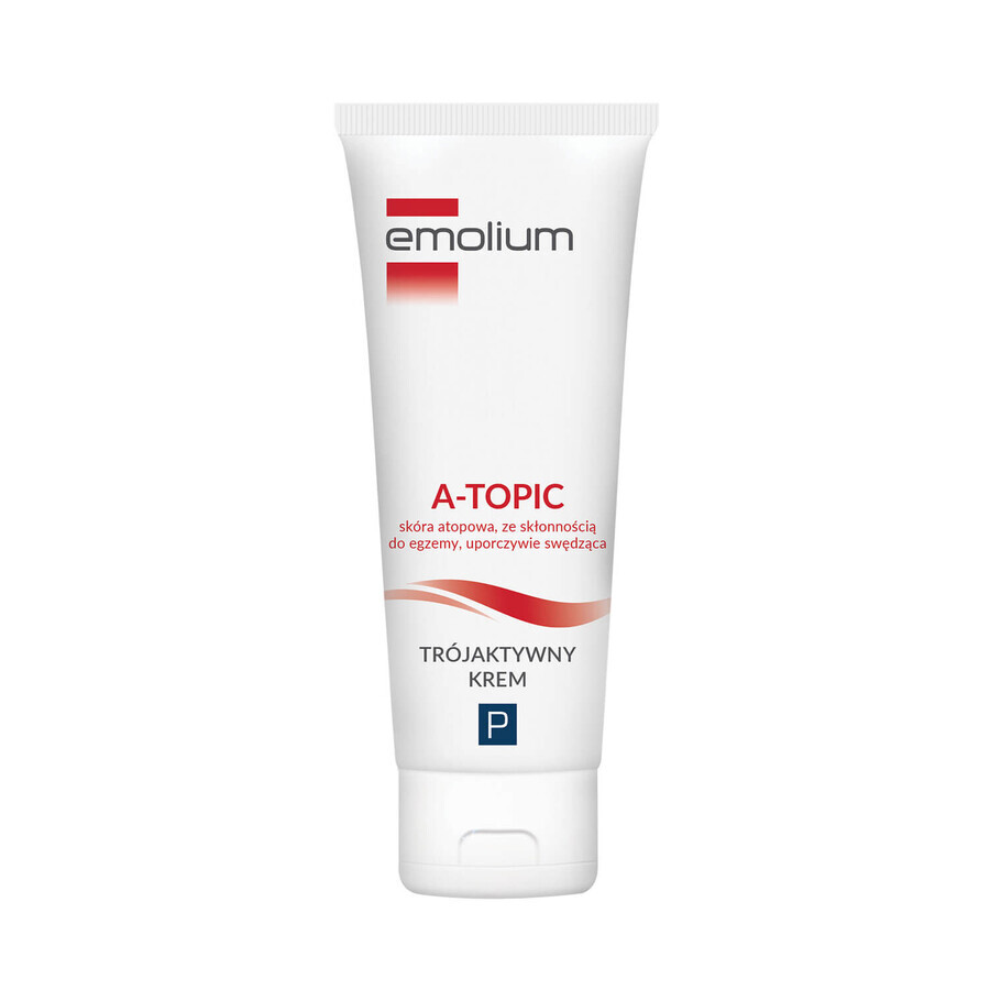 Emolium A-Topic, crème tri-active pour les peaux atopiques, sèches et présentant des démangeaisons persistantes, à partir de 1 mois, 50 ml.