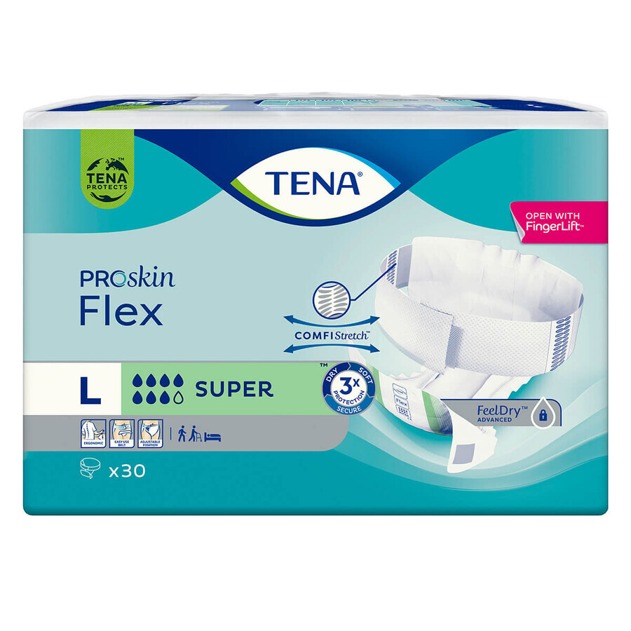 Tena Flex ProSkin, pannolini, taglia L, 83-120 cm, Super, 30 pz.