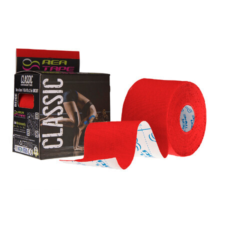 Rea Tape Classic, bande kinésiologique, rouge, 5 cm x 5 m