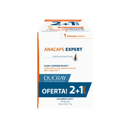 Ducray Anacaps Expert set, 2 x 30 gélules + 30 gélules gratuites