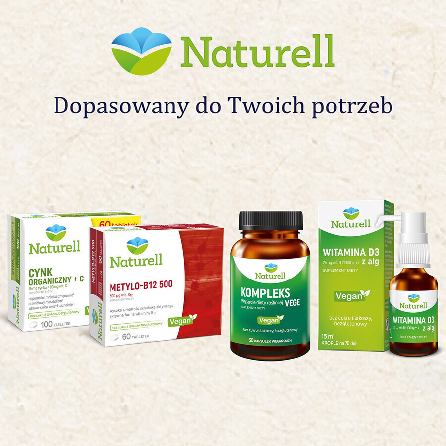 Naturell Vitamina D3 din alge 1000 UI, picături, 15 ml