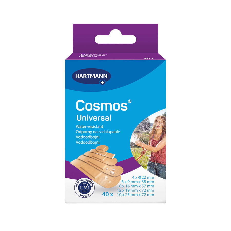 Cosmos Universal, sparadrap imperméable avec pansement, 5 tailles, 40 pièces