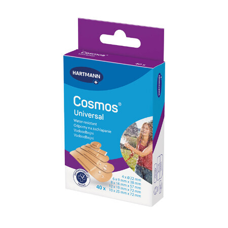 Cosmos Universal, sparadrap imperméable avec pansement, 5 tailles, 40 pièces