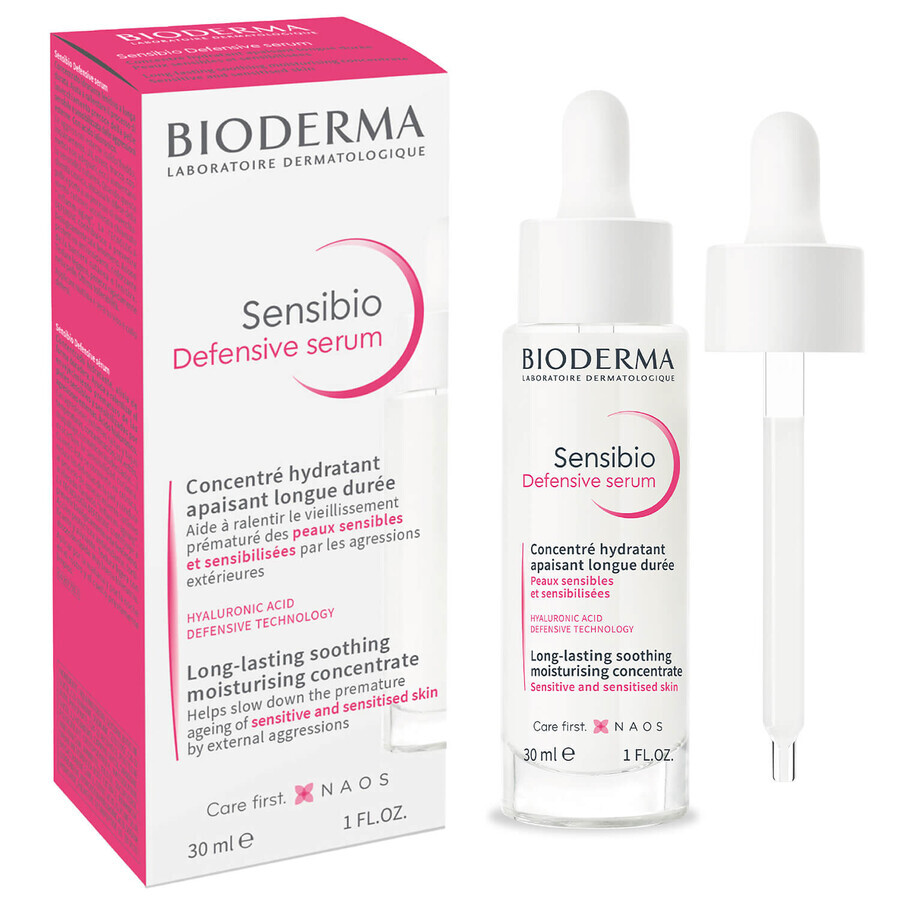 Bioderma Sensibio Defensive, sérum hydratant apaisant pour le visage, peaux sensibles, 30 ml