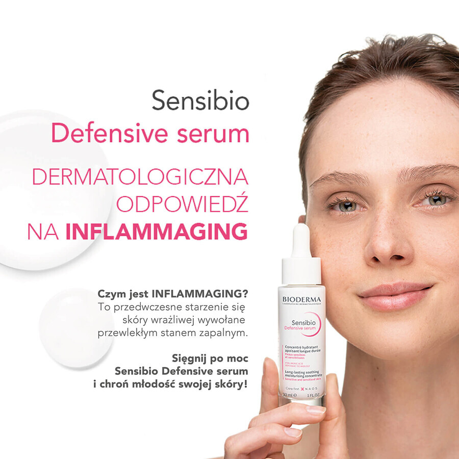 Bioderma Sensibio Defensive, sérum hydratant apaisant pour le visage, peaux sensibles, 30 ml