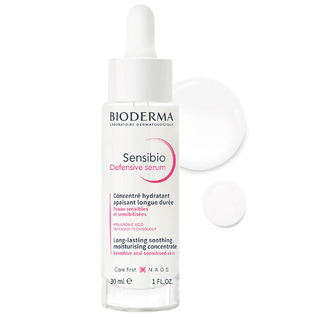 Bioderma Sensibio Defensive, sérum hydratant apaisant pour le visage, peaux sensibles, 30 ml