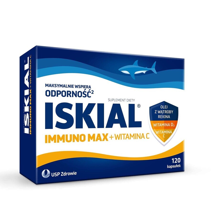 Iskial Immuno Max + Vitamine C, pour les enfants de plus de 6 ans et les adultes, 120 gélules