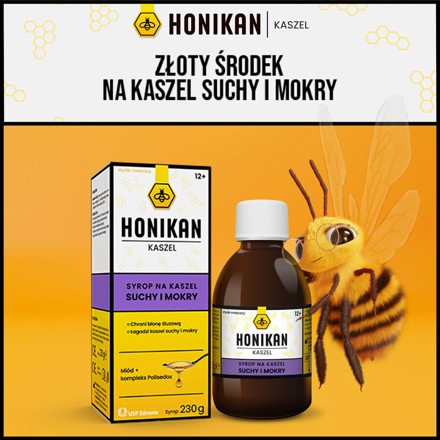 Honikan Toux, sirop pour enfants à partir de 12 ans et adultes, 230 g