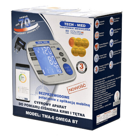 Tech-Med TMA-6 Omega, tensiomètre automatique pour le bras avec alimentation électrique