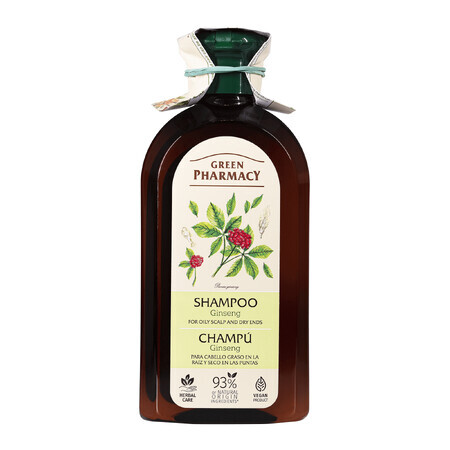 Green Pharmacy, Shampoo für fettiges Haar am Ansatz und trockenes Haar an den Spitzen, Ginseng, 350 ml