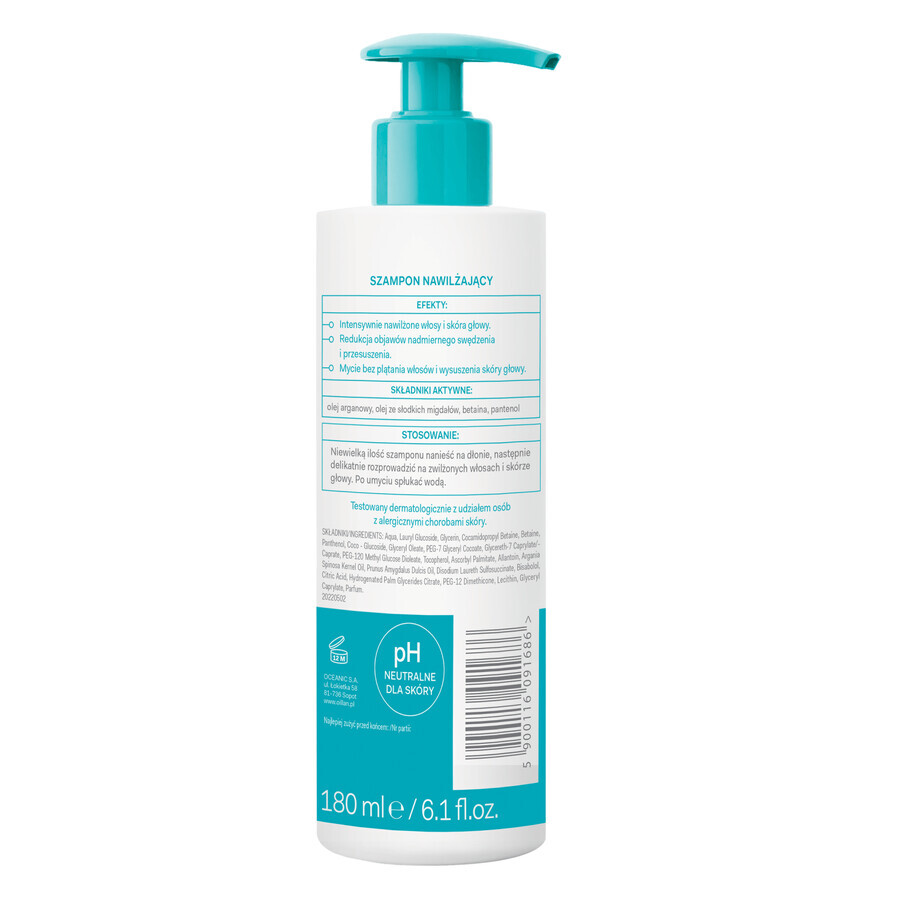 Oillan Derm+, shampooing hydratant, dès le premier jour, 180 ml