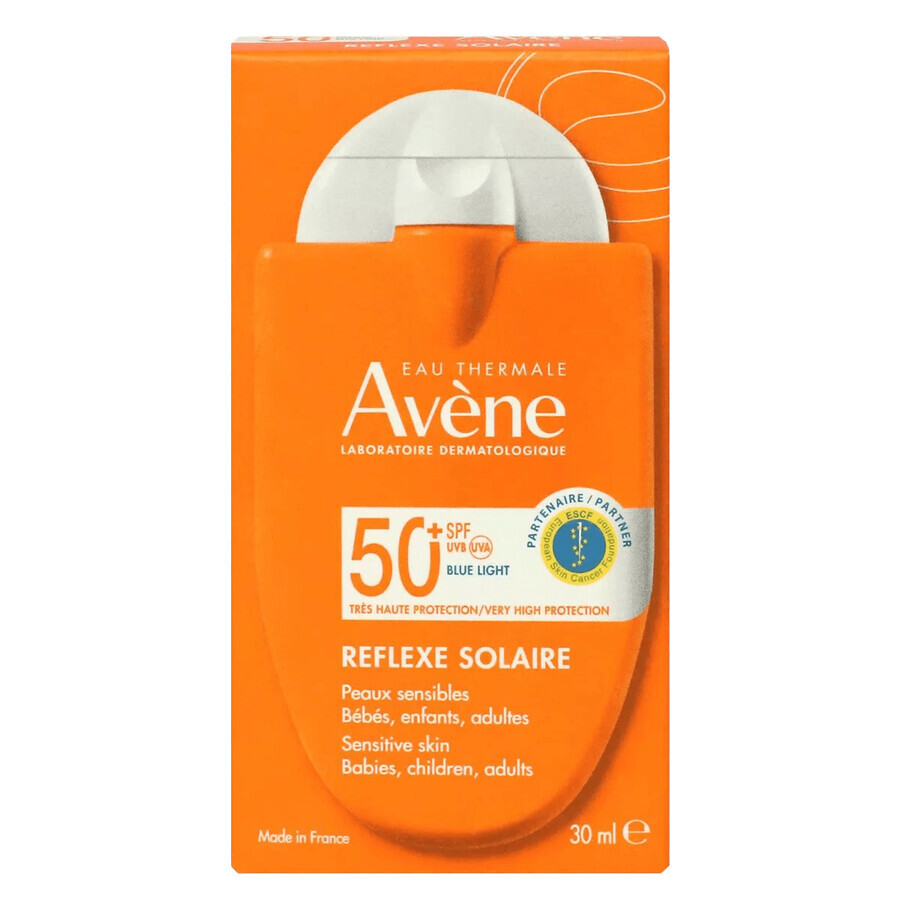 Avene Sun Reflex, cremă de protecție solară, SPF 50+, pentru adulți și copii de la 6 luni, 30 ml