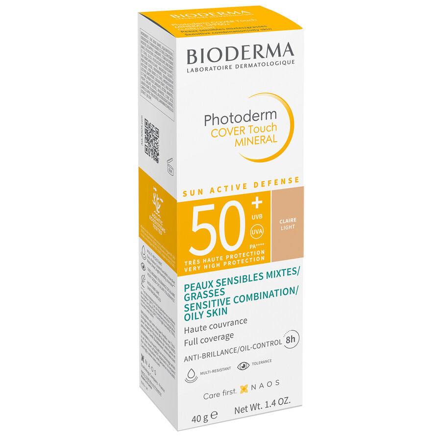 Bioderma Photoderm Cover Touch Mineral, fluide minéral opaque, léger, SPF 50+, 40 g