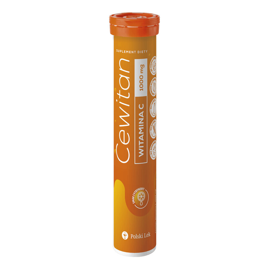 Cewitan Vitamine C 1000 mg, arôme citron, 24 comprimés effervescents