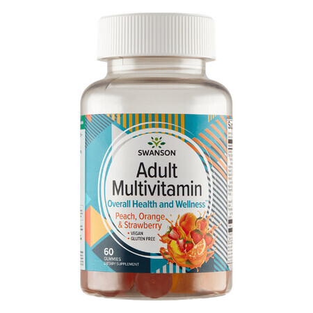 Swanson Adult Multivitamin, jelly beans, saveur pêche-orange-fraise, 60 pièces