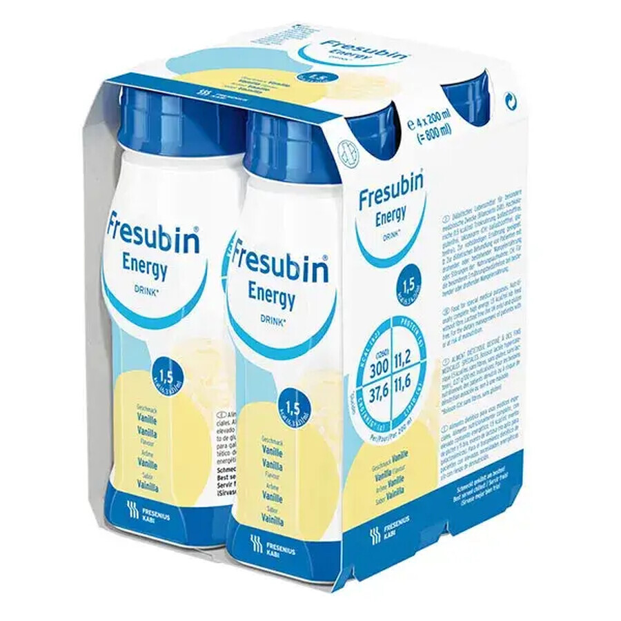 Fresubin Energy Trinknahrung, Vanille, 4 x 200 ml, Fresenius Kabi 