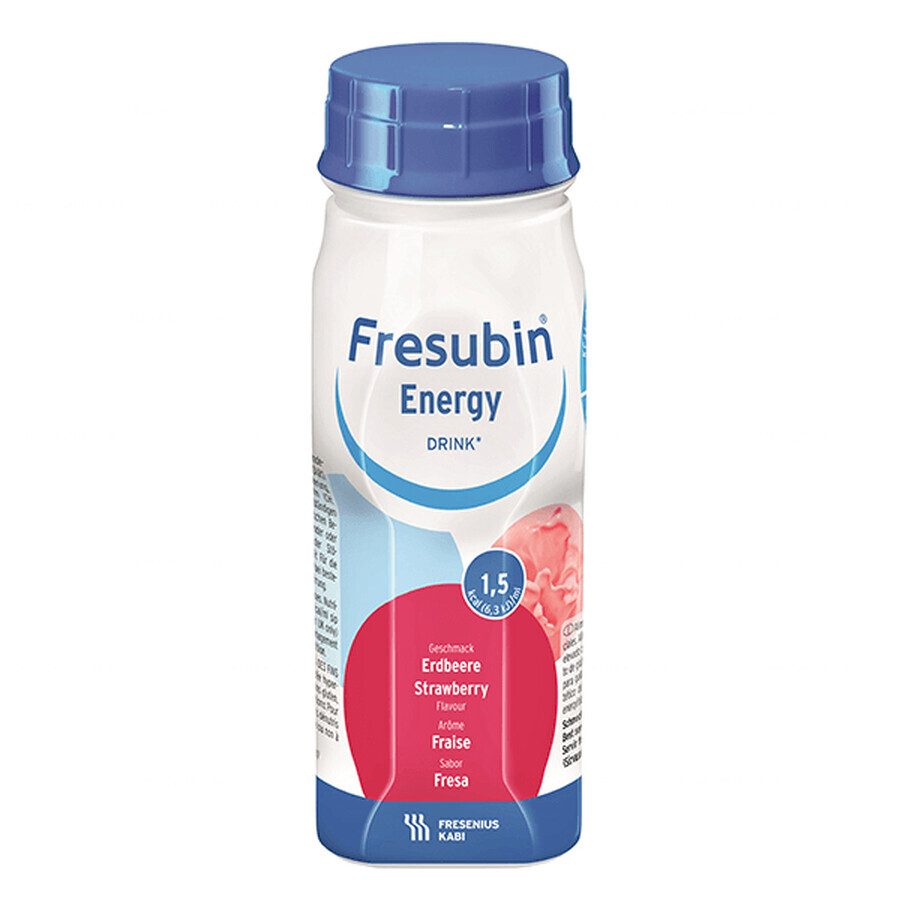 Fresubin Energy Drink, préparation nutritionnelle, goût fraise, 4 x 200 ml