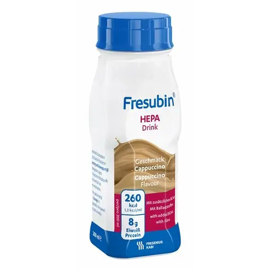 Fresubin Hepa Drink, preparazione nutrizionale, gusto cappuccino, 4 x 200 ml, Fresenius Kabi