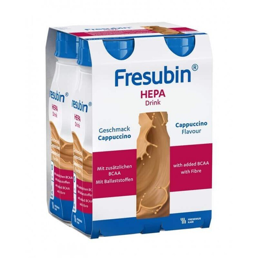 Fresubin Hepa Drink, preparazione nutrizionale, gusto cappuccino, 4 x 200 ml, Fresenius Kabi