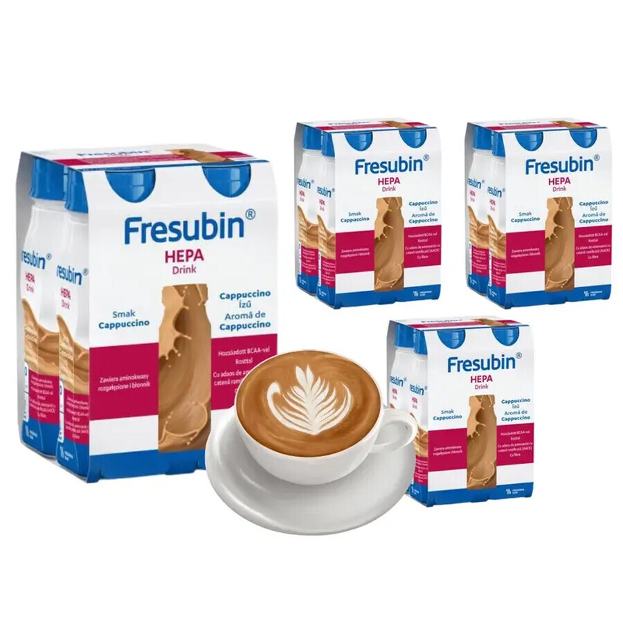 Fresubin Hepa Drink, preparazione nutrizionale, gusto cappuccino, 4 x 200 ml, Fresenius Kabi