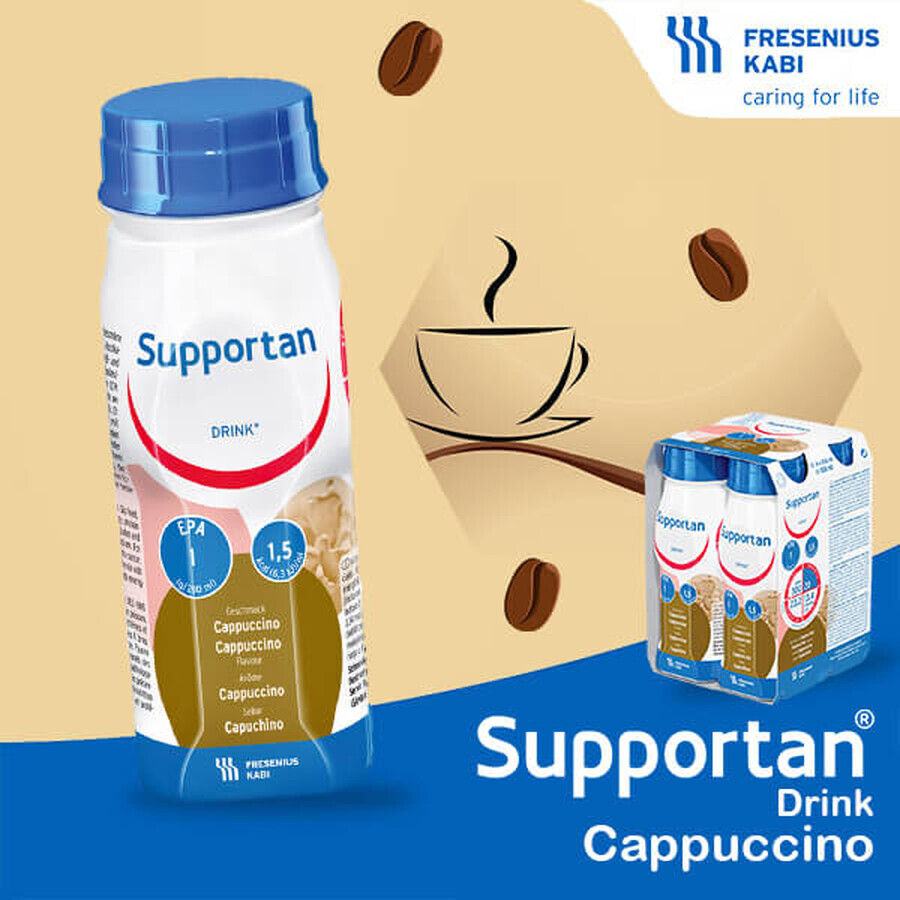 Supportan Drink, voedingspreparaat, cappuccinosmaak, 4 x 200 ml