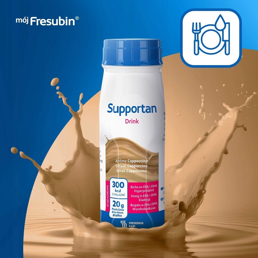 Supportan Drink, voedingspreparaat, cappuccinosmaak, 4 x 200 ml