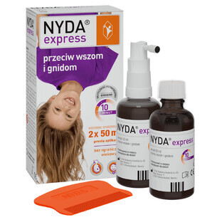 Kit Nyda Express, spray contre les poux et les lentes, 2 x 50 ml