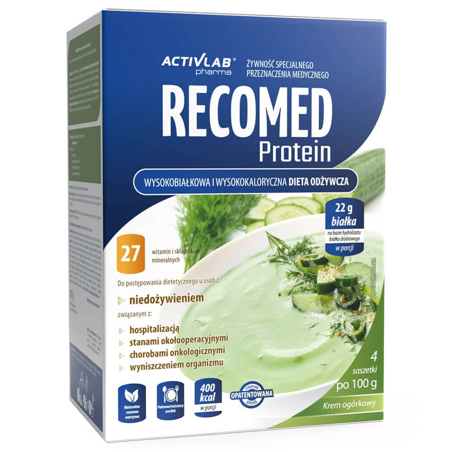 ActivLab Pharma RecoMed Proteïne, voedingspreparaat, komkommercrème, 100 g x 4 sachets