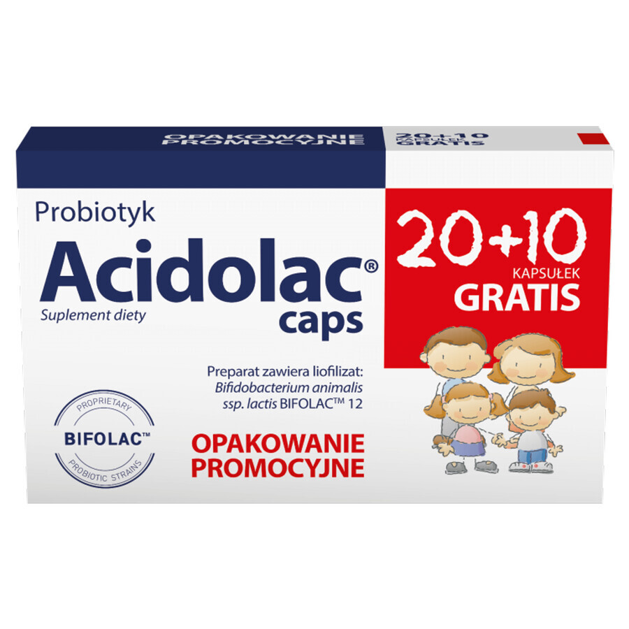 Acidolac Caps, 20 gélules + 10 gélules gratuites