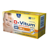 D-Vitum Kids 600 IU, vitamine D pour les nourrissons de plus de 6 mois et les enfants, 90 gélules détachables