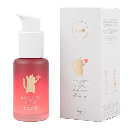 Yope Immunity Glow, crème pour le visage, jour, chaga + coquelicot, 50 ml