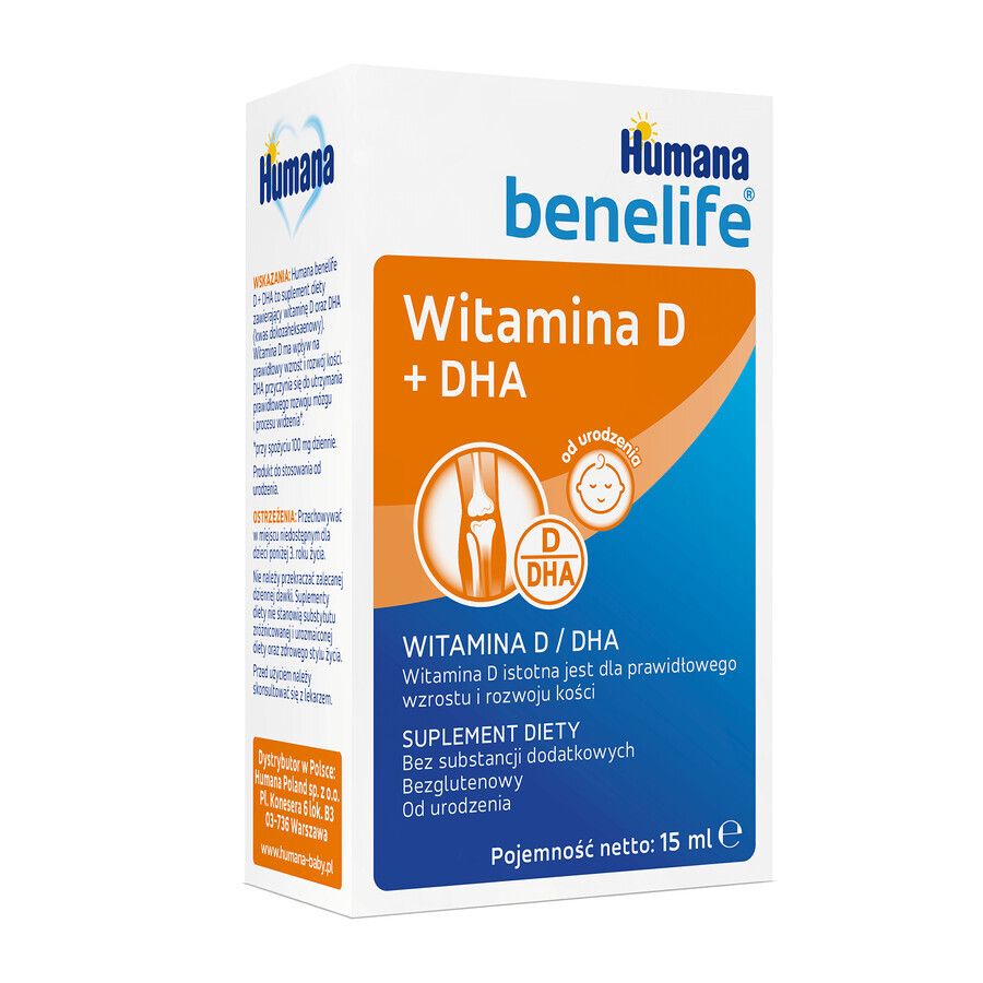 Humana Benelife Vitamine D + DHA, dès la naissance, 15 ml