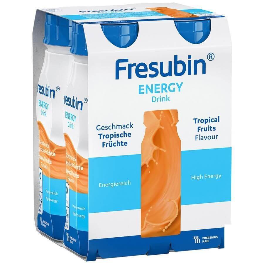 Fresubin Protein Energy Drink, préparation nutritionnelle, goût fruits tropicaux, 4 x 200 ml