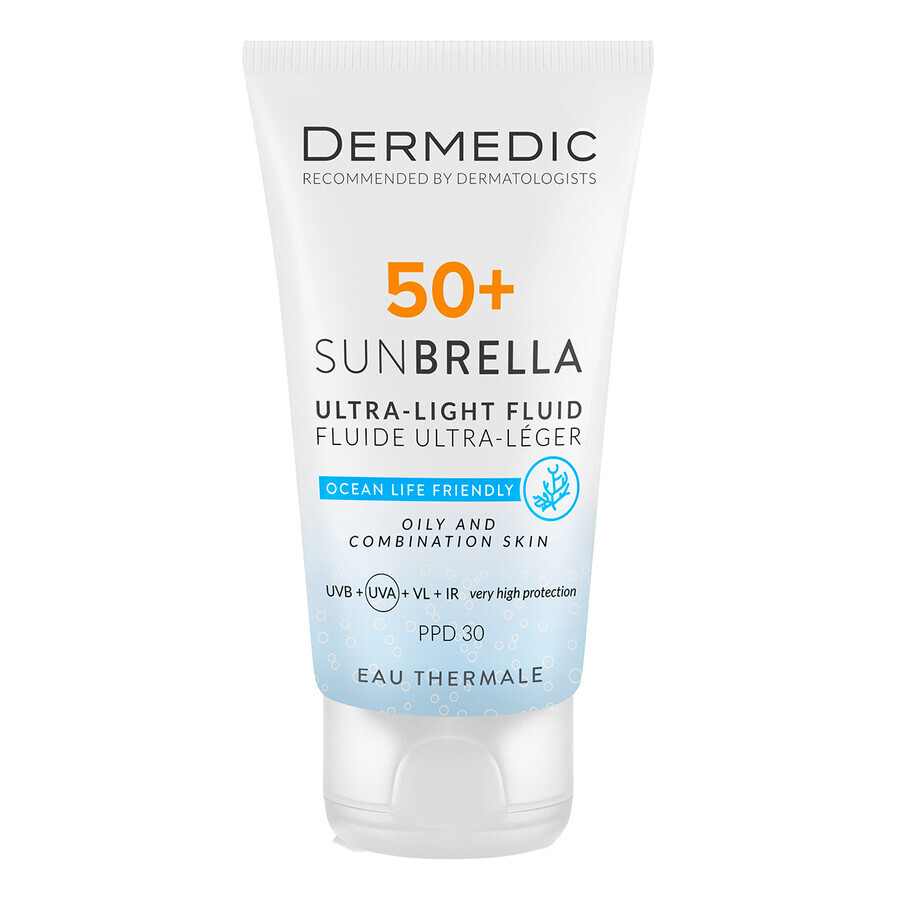 Dermedic Sunbrella, crème protectrice ultralégère pour le visage, peaux grasses et mixtes, SFP 50+, 40 ml