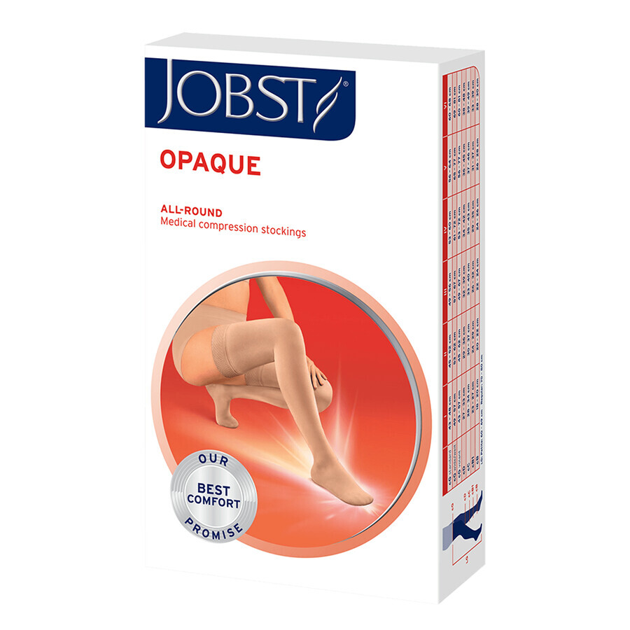 Jobst Opaque Compression Stockings, CCL2, Closed Toe, Size 3, Natural