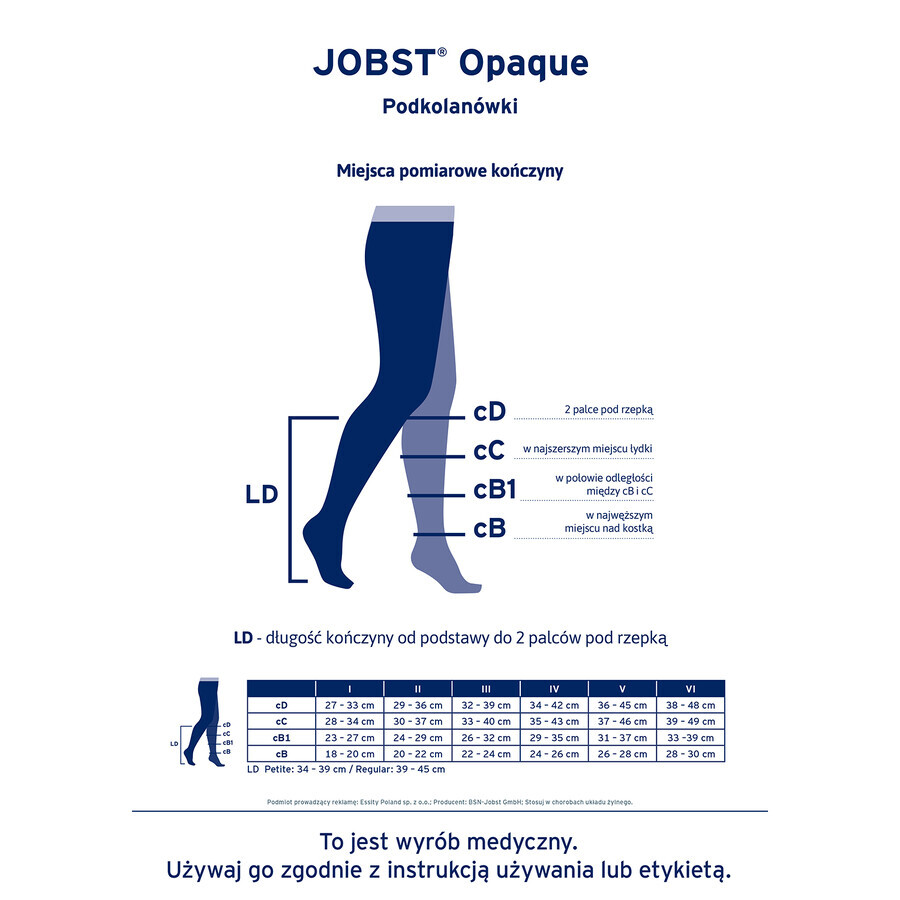 Jobst Opaque, chaussettes de compression pour le genou, CCL2, bout fermé, taille 5, naturel