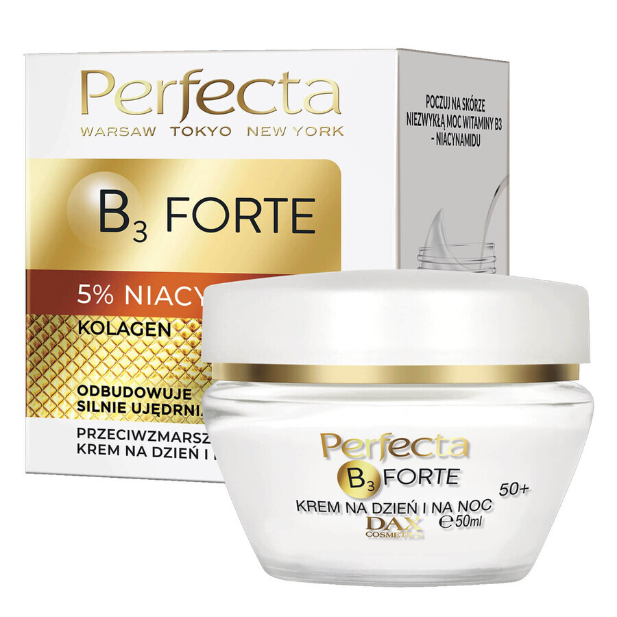 Perfecta B3 Forte 50+, crema facial antiarrugas, día y noche, 50 ml