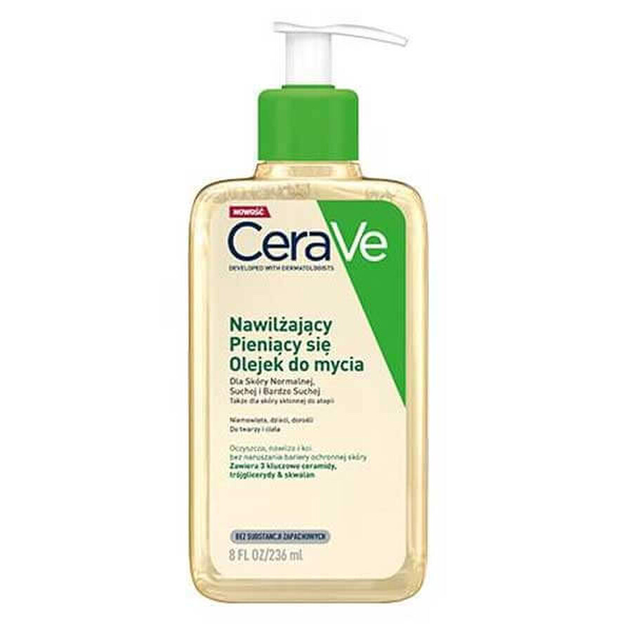 CeraVe, huile moussante hydratante aux céramides pour le lavage, 236 ml