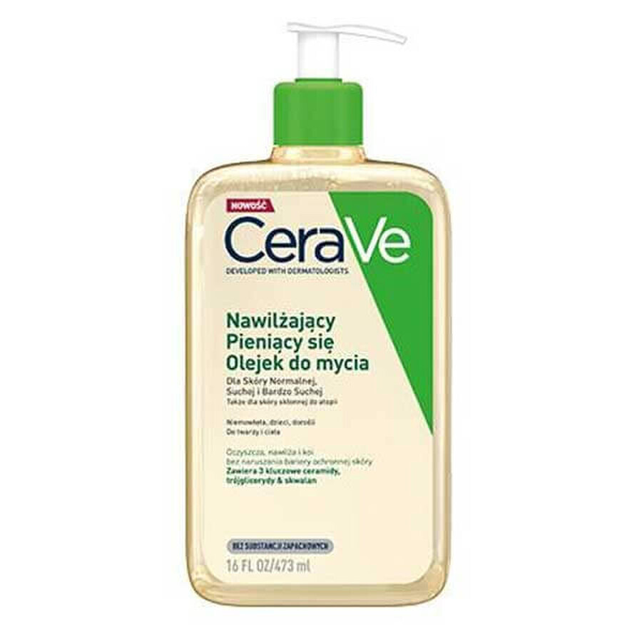 CeraVe, huile moussante hydratante aux céramides pour le lavage, 473 ml