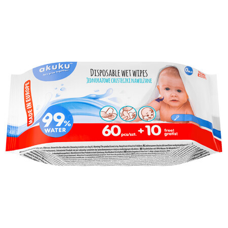 AKUKU A0031 Baby Wipes 60pcs + 10 Free