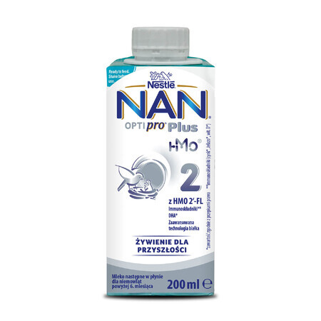 Nestlé NAN Optipro Plus 2 HM-O, lait de suite prêt à boire pour nourrissons de plus de 6 mois, 200 ml