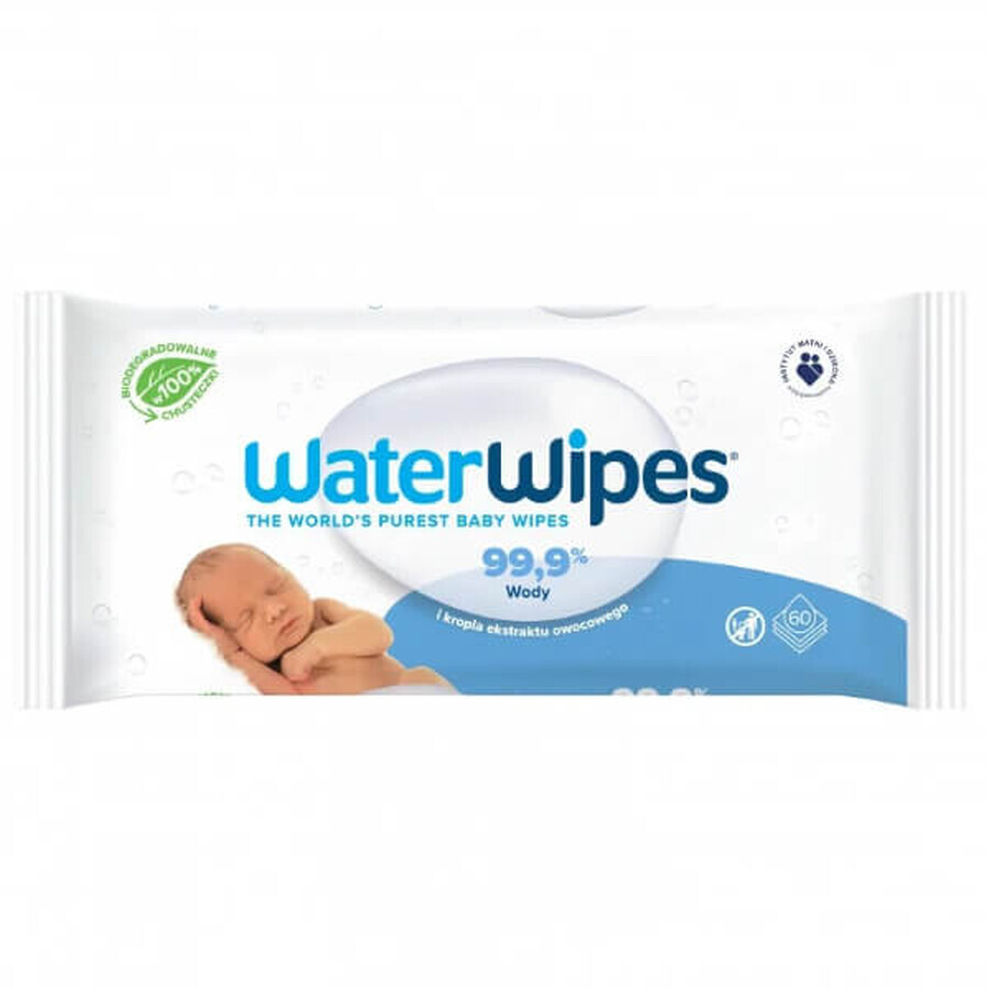 WaterWipes Bio, lingettes humides, eau, dès la naissance, 9 x 60 pcs